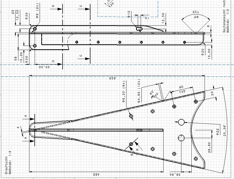 Segelboot Blink: Reverse Engineering-Konstruktionszeichnung für Produktion